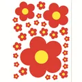 Vibrant red and yellow hippie flower wall decals for cute nursery and school classroom decor - 22*30cm / Red