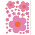 Retro pink and orange hippie flower wall stickers for kindergarten decor - 22*30cm / Pale Red Plum