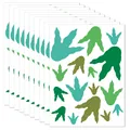 Set of dinosaur footprint floor stickers with various green patterns for DIY decor - 22*30cm / HY-121A Green Tones