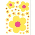 Cute colorful flower wall stickers with various sizes of yellow and pink blossoms - 22*30cm / Yellow