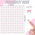 Close-up of 13mm pink bow stickers showing sheet dimensions 15.7x19cm and sticker size. - Pink Bowknot Hand-painted Round Sticker (A15) / 120 Pieces/Pack (15.7x19cm)