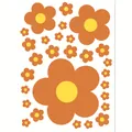 Retro hippie style colorful flower wall decals for school and nursery room decoration - 22*30cm / Golden Brown
