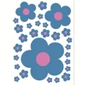 Blue and pink retro flower wall stickers featuring vintage hippie daisy designs for decor - 22*30cm / Dayflower Blue
