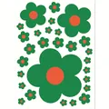 Cute green and orange flower wall stickers in retro hippie style for nursery decor. - 22*30cm / Green