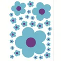 Cute blue and purple flower wall stickers for kindergarten classroom and nursery wall decor - 22*30cm / Cyan