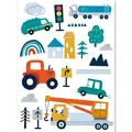 Colorful cartoon construction vehicle wall stickers set for kids bedroom decoration - HY-118C Style / 22*30cm Single Sheet