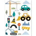 Colorful cartoon construction vehicle wall stickers set for kids nursery room decor - HY-118D Style / 22*30cm Single Sheet