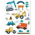 Cartoon construction vehicle wall sticker set with excavators and trucks for kids room - HY-118E Style / 22*30cm Single Sheet