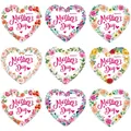 Detail view of heart-shaped Mother's Day floral stickers for gift sealing - Heart Floral Border Blessing Style (A425)