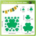 Vue détaillée de 192 autocollants trèfle vert assortis avec dimensions et quantités - 192 Pcs (30x30cm)