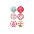 Floral Mother's Day round sticker labels for gift wrapping and seal envelopes - Pink Blue Nude Pink Round Floral Ribbon Style (A542)