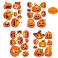 Pack of 4 Halloween pumpkin window stickers with various cartoon faces for decoration - Set / 4pcs