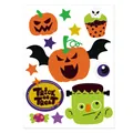 Colorful cartoon Halloween sticker sheet with pumpkin and Frankenstein for window decor. - Pumpkin Monster Cupcake (HY-151C) / 1 Piece/Pack