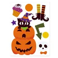 Halloween window decals with pumpkin, black cat, and skull motifs for festive decor. - Black Cat Wizard Pumpkin (HY-151D) / 1 Piece/Pack