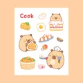 Cute cartoon Capybara cooking theme waterproof DIY stickers for journals and crafts - 8x10cm / Kitchen Capybara