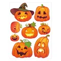 Decorative Halloween pumpkin stickers with various Jack-o'-lantern expressions for windows - HY-148D / 22*30cm