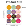 Detail view of Happy Birthday sticker sheet showing individual 5cm diameter circles. - Gold Stamping Round Sticker (A728)