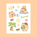 Kawaii Capybara summer theme waterproof PET stickers for scrapbooking and DIY decoration - 8x10cm / Summer Capybara
