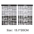 Creative alphabet and number sticker sheets in black and grey, size 15.1x20cm for DIY craft - 15.1x20cm 2 Sheets/Pack / Black Letters And Numbers