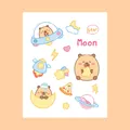 Adorable cartoon capybara space themed waterproof PET stickers for DIY scrapbooking decoration - 8*10cm / Moon Capybara