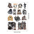 Gothic watercolor Halloween sticker sheet with skeleton and ghost motifs 12x17cm - Midnight Witch Style (A794) / 1 Piece