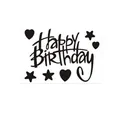 Black Happy Birthday sticker set with stars and hearts for DIY gift card decorating. - Black Artistic Font Sticker (A413)