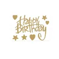 Detailed macro view of gold foil Happy Birthday sticker set featuring heart and star patterns - Gold Foil Artistic Font Sticker (A416)
