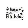 Happy Birthday adhesive sticker seal label for festive gift packaging and envelopes - B&W Artistic Font Sticker (A417)