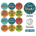 Detailed view of 120 colorful motivational round stickers with inspiring English quotes - English Circular Encouragement / A754 (16x21cm)