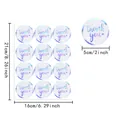 Dimensional view of 5cm holographic thank you round stickers on a 16x21cm sheet - Purple Artistic Font (A744) / 12 Pieces/Sheet (21cmx16cm)