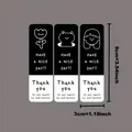 Juego de tres pegatinas rectangolari de agradecimiento en blanco y negro para cajas - Ilustración Minimalista en Blanco y Negro (A264)