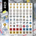 Complete set of illustrated electrical panel label stickers with room icons and measurements - Home Appliance Switch Label (A209) / 20x15cm / White Base with Colorful Icons