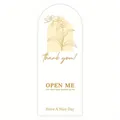 Elegant floral arch seal sticker with Thank You and Open Me text for gift boxes - Golden Orchid Style (A290) / 15x6cm/Piece