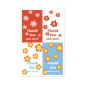 Set of four cartoon floral rectangular thank you stickers for gift box and bakery sealing - 4 Stickers/Sheet / Style A307
