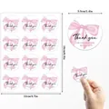 Vista detallada de pegatinas de agradecimiento con lazo rosa y marca de diámetro de 3,5 cm - Estilo de Lazo Rosa (A108)