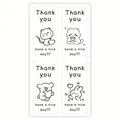 Cute cartoon animal thank you stickers for gift box packaging and sealing - Animal Line Drawing (A271) / 13x7cm/Sheet