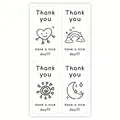 Minimalist Thank You sealing stickers with cartoon heart, sun, moon, and rainbow designs. - Symbol Line Drawing (A272) / 13x7cm/Sheet