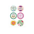 Sheet of decorative floral Mother's Day heart-themed adhesive sealing stickers for gift wrap - Pink Green Blue Green Floral Heart Round Sticker (A544)