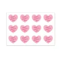 Detailed view showing 12 pink heart-shaped stickers with Happy Valentine's Day text - 12 Stickers/Sheet (15.9x10.7cm)
