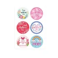 Selection of colorful Mother's Day themed round gift wrapping stickers - Tulip Rainbow Round Style (A548)