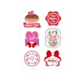 Macro view of pink Mother's Day gift stickers featuring floral and heart patterns - Cake Trophy Irregular Style (A549)