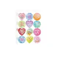 Macro view of colorful Mother's Day heart stickers for gift packaging and envelope seal - Watercolor Floral Heart Combination Style (A551)