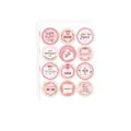 Set of 12 floral Mother's Day circular adhesive stickers for gift sealing - Pink Floral Heart Wreath Style (A553)