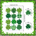 Dimensiones de la hoja de pegatinas de trébol de San Patricio y calcomanías individuales. - 12 Uds (17x12cm)