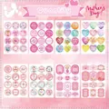 Detailed view of pink floral Mother's Day stickers for gift sealing and DIY projects - Mother's Day Sticker Set Style A (8 Sheets Pack) / 8 Sheets/Pack