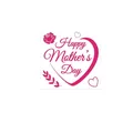 Square pink Happy Mother's Day heart sticker design for gift packaging and sealing - Pink Rose Branch Decoration Style (A406)