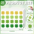 St. Patrick's Day Glitzer Kleeblatt Aufkleber 500er Packung mit detaillierten Maßen - Modell A179 / 500 Stk (17x21.8cm)
