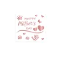 Rose gold Happy Mother's Day sticker with heart and flower motifs for gift packaging - Rose Gold Crown Butterfly Rose Style (A421)