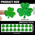 Dimensiones detalladas de pegatinas de trébol verde brillante de San Patricio, 800 piezas - 800 Uds (8.5x34.5cm)