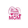 Pink Mother's Day heart sticker with Thank You Mom text and small crown design - Peach Pink Heart Crown Style (A411)